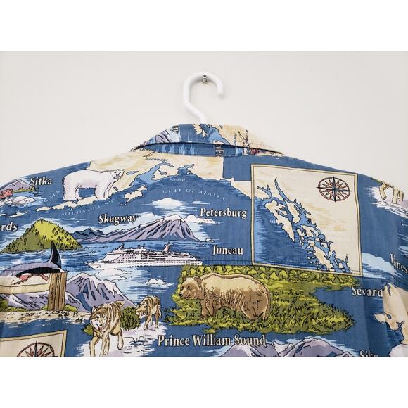 (A5) VTG Dem Crazy Hawaiian Shirt Mens Size 3XL Alaska Cruise Ship Bear Wolf - Picture 6 of 7